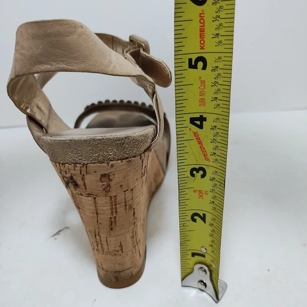 Nine West Womens Rhinestone Platform Cork Wedge Sandals Ankle‎ Strap Buckle 8 M